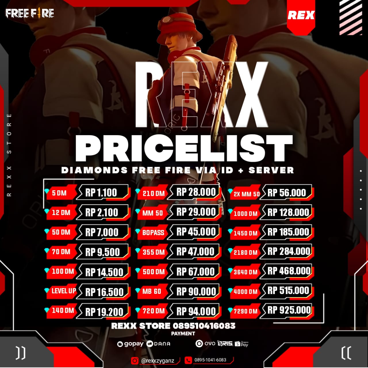 LIST TOP UP FREE FIRE